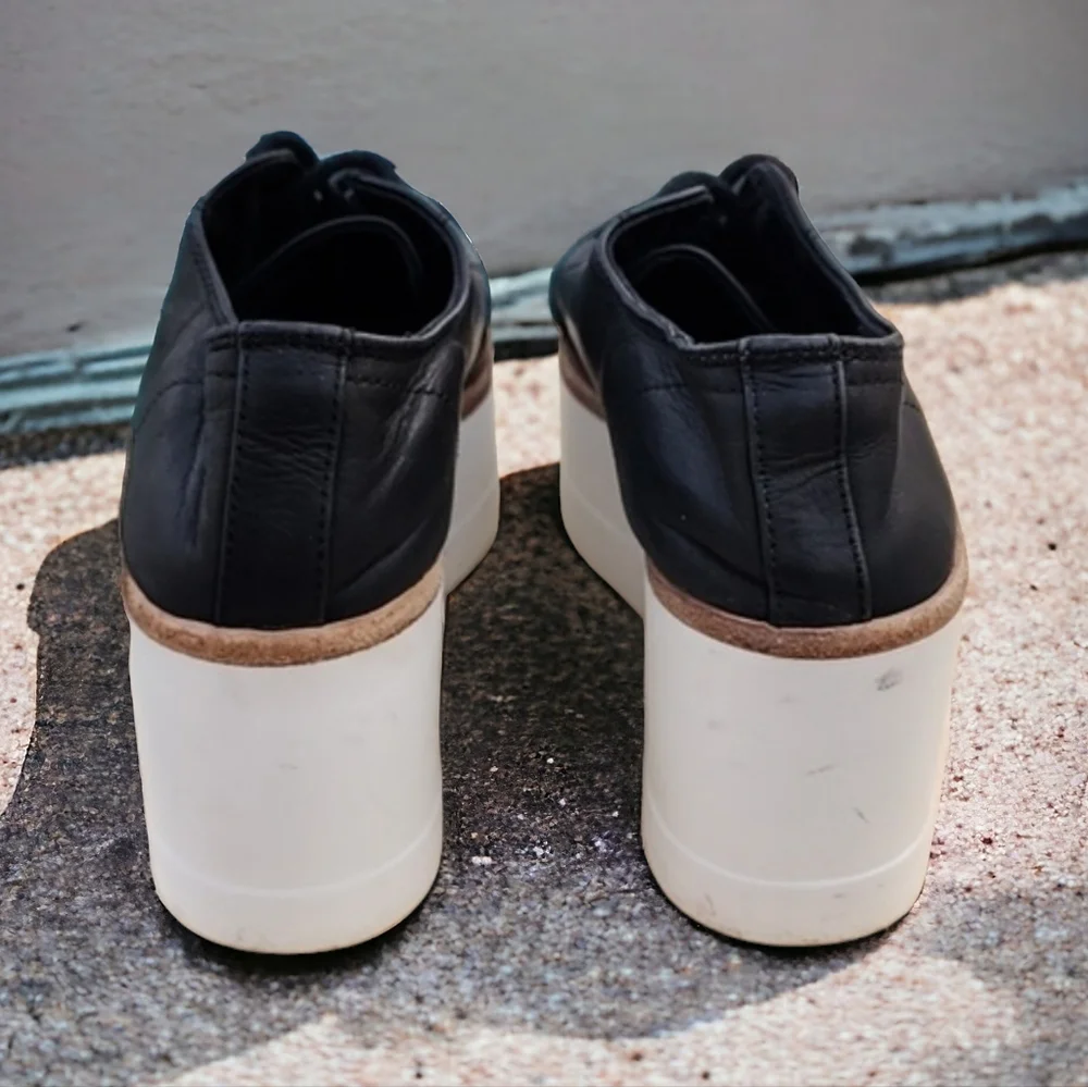 VINTAGE Y2K STEVE MADDEN Kimber Black Platforms 6 Leather Loafers Rave Goth Punk